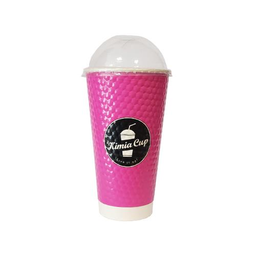 Kimia embossed paper cup with dome lid 600