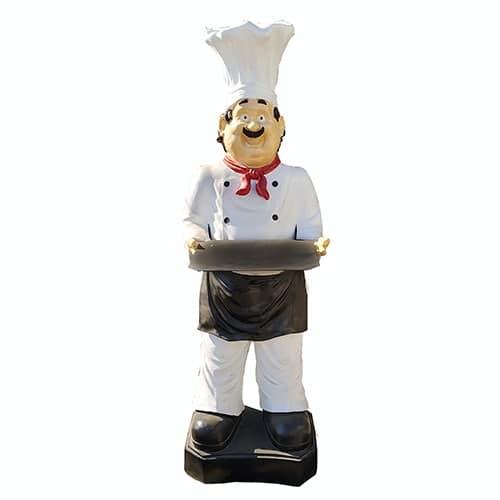 Restaurant chef statue with tray